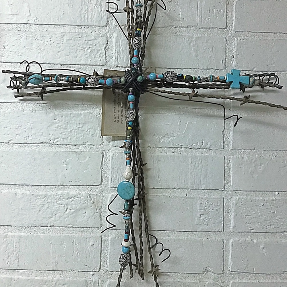Homemade by me>Barbed wire cross with beads